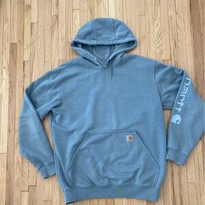 Carhartt loose relaxed fit sleeve logo slate blue hoodie M